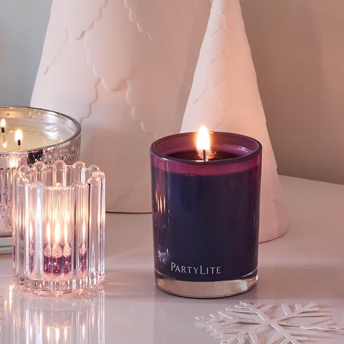 PartyLite Twilight Lavender Escential Jar™ Candle, Scented with Sleepy Lavender, Warm Tonka Bean & Soft Musk, 7.75oz 1-Wick Reusable Glass Jar, 50-Hour Burn, Aromatherapy Home Fragrance