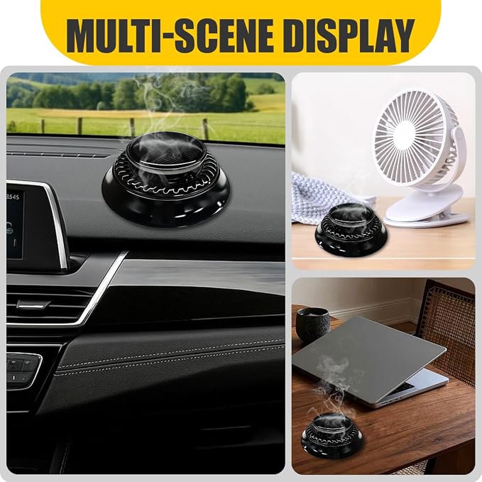 UFO Car Air Freshener Diffuser, Solar Powered Auto Rotary Aroma Diffuser, Long Lasting Aromatherapy Essential Oil Diffuser, Car Interior Decoration Accessories for Most Vehicles(Black)