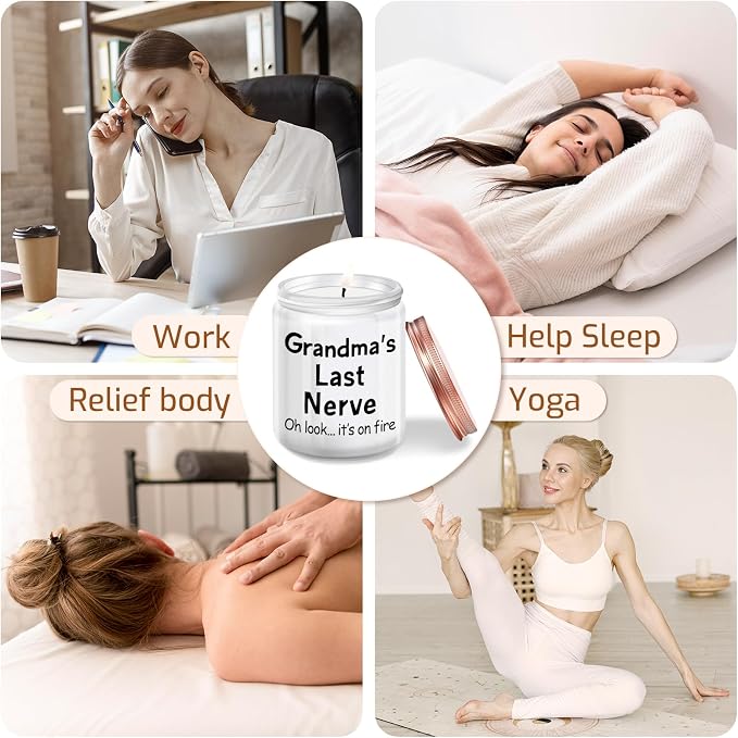 Kedofa Gifts for Grandma from Granddaughter Grandson - Funny Grandma Birthday Christmas Mothers Day Gifts - Grandma’s Last Nerve Scented Candle