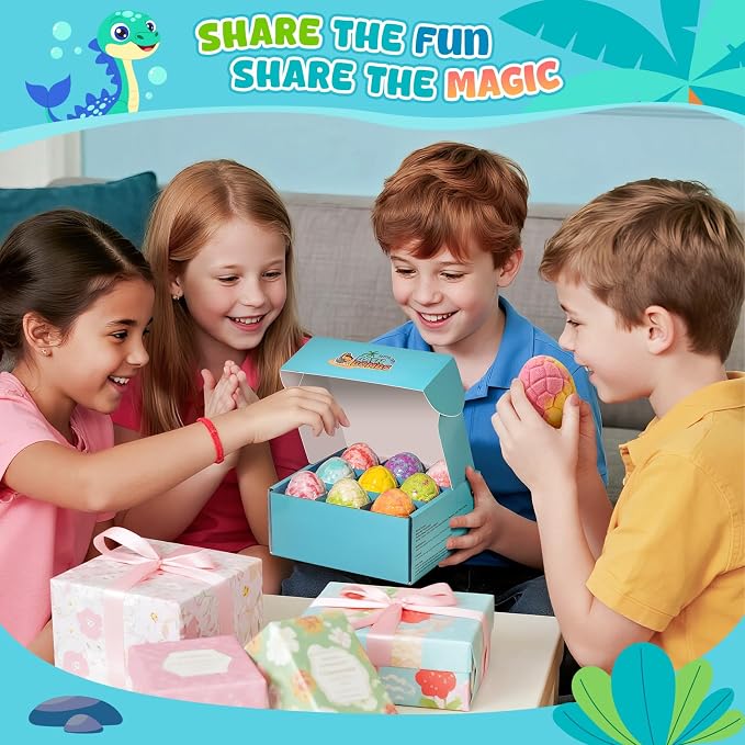 Dinosaur Bath Bombs for Kids with Surprise Inside, Gifts for Kids | Gentle Natural Organic Formula, Fun Bubble Bath Fizzes for Daily Bath Time, Birthday & Christmas Gift for Boys and Girls