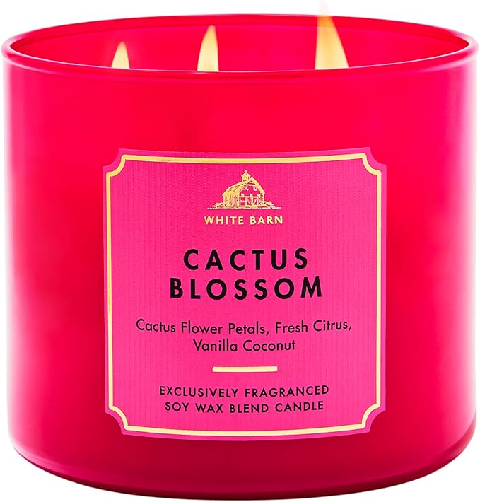 Bath & Body Works Cactus Blossom 3-Wick Candle - Scented Candle for At-Home Use - Long-Lasting, Room-Filling Fragrance - High Fragrance Oil Concentration - Soy Wax Blend