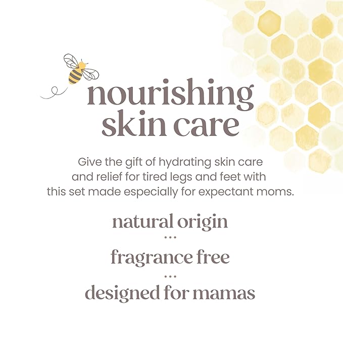Burt's Bees Mama Gift Set, Includes Lip Balm, Leg and Foot Cream, and Belly Butter, Natural Origin Skin Care, 0.15 oz./3.38 oz./6.5 oz.