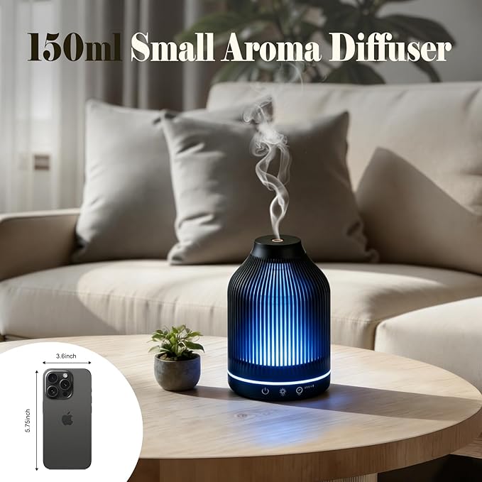 Diffuserlove USB Plug-in 150ML Essential Oil Diffuser Humidifier with Timer & 7 Color Night Light, Aromatherapy Diffuser for Bedroom Office Home Decor