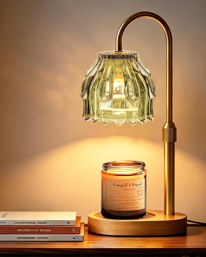 Homelist Candle Warmer, Adjustable Height Green Candle Warmer Lamp with Timer, Mother Days Gifts, Birthday Gift for Sister/Mom/Women, Wax Jar Lamp for New House Warming with 2 Gu10 Bulbs