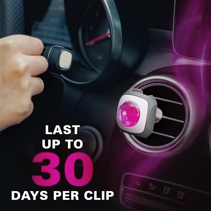 Air Jungles Flora Bliss Scent Car Air Freshener Clip, 6 Vent Clips, 4ml Each, Long Lasting Air Freshener, Up to 180 Days Car Refresher Odor Eliminator