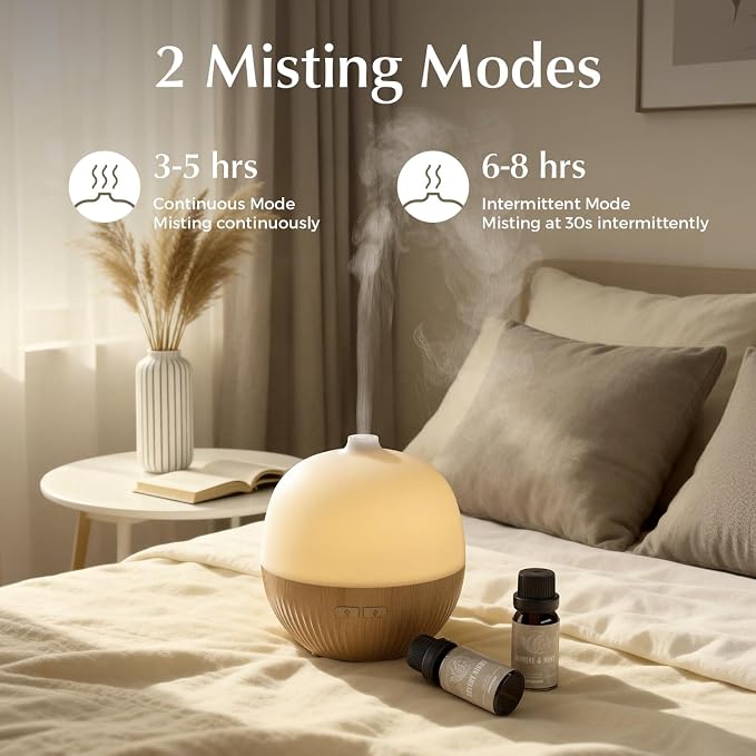 ARVIDSSON Essential Oil Diffuser, 100ml Small Aromatherapy Diffuser with Mood Light, Ultrasonic Oil Diffusers for Home, Mini Diffuser for Essential Oils, Gift for Women (Pack of 2)