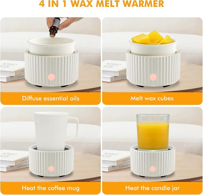 EQUSUPRO Wax Melt Warmer for Scented Wax Melts- Electric 4 in-1 Ceramic Candle Wax Warmer Burner Fragrance Wax Melter for Home Office Bedroom Living Room Decor & Gifts for Women