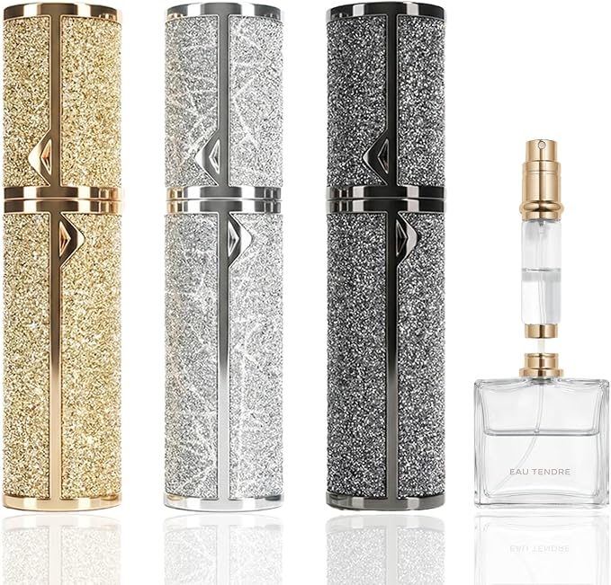 Luxury Travel Perfume Bottle Refillable 5ML, Leak-Proof Perfume Atomizer with Bottom Fill, Portable Mini Travel Size Cologne Sprayer for Men & Women, TSA Approved Empty Spray Bottles for Fragrance