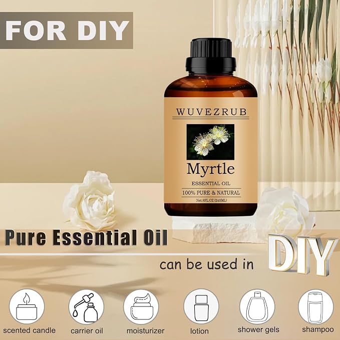 Myrtle Essential Oils, 240ML Pure and Natural Essential Oil for Aromatherapy Diffuser - Myrtle /8 Fl Oz