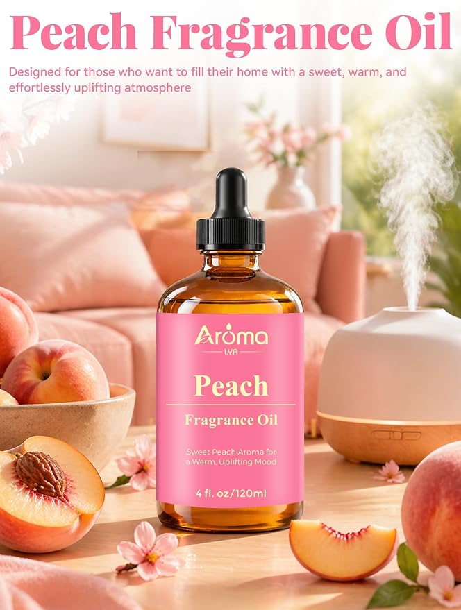 Peach Fragrance Oil - Sweet Peach Scent for Diffusers & Home Fragrance. Juicy, Warm, and Uplifting with a Soft, Comforting Feel