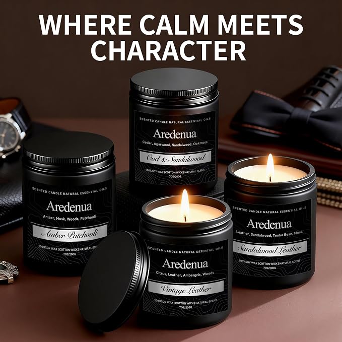 Vintage Oak Candle | Manly Scented Candles for Home, Fathers Day Candle Gift for Dad - 7oz Soy Candles for Home Scented, 50 Hours Clean Burn Long Lasting, Aromatherapy Gifts for Men & Dad or Husband