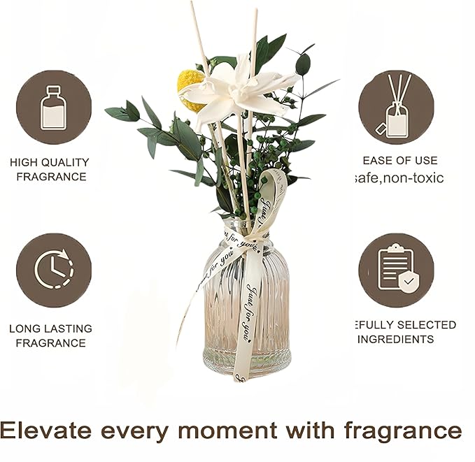 Reed Diffuser of Home Fragrance,Bathroom Diffuser with Sticks, 3.38OZ Essential Oil Lavender Scented, for Home, Office Aroma (Lavender)