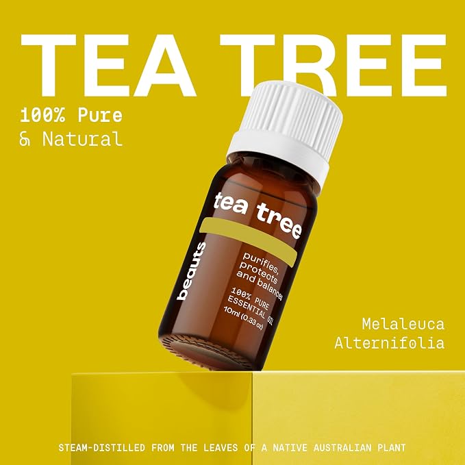 Beauts Premium Tea Tree Oil – 100% Pure & Natural Tea Tree Essential Oil for Skin, Hair, Nails & Diffuser – Fresh, Clarifying & Purifying – Melaleuca Alternifolia – 10 mL (0.33 fl oz)