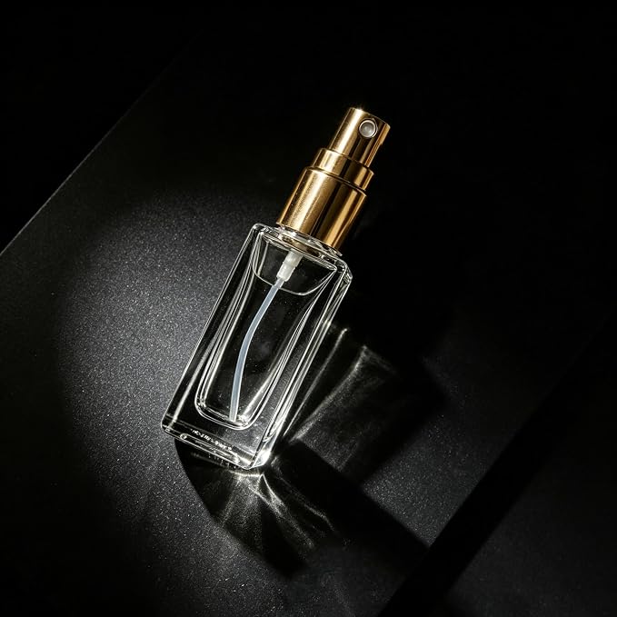 5PCS 5ml Glass Travel Refillable Perfume Bottle,Small Empty Cologne Atomizer with Dispenser Tools, Mini Pocket Spray Bottles For Toiletries and Smple Containe (Golden Cap 5p)