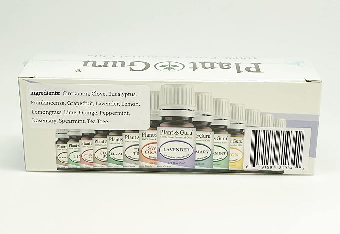 Essential Oil Set 14-5 ml Therapeutic Grade 100% Pure Frankincense, Lavender, Peppermint, Rosemary, Orange, Tea Tree, Eucalyptus, Grapefruit, Lemon, Lime, Clove, Spearmint, Lemongrass, Cinnamon