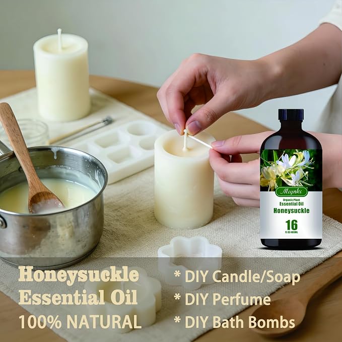 Honeysuckle Essential Oil, Honeysuckle Oil for Diffuser, Humidifier, DIY Candle, Soap, Floral Scent, Home, Gift Ready,Honeysuckle Fragrance Oil - MLYNKL Essential Oils (16.33 fl oz / 490ml)