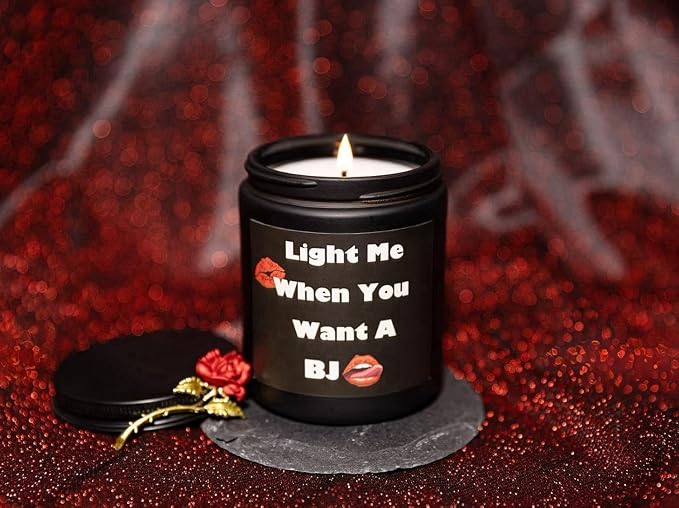 Sandalwood Soy Wax Candle, 7OZ - Gifts for Him, Birthday Gifts for Men, Funny Gift for Men, Novelty Gift for Boyfriend, Husband, Light Me When You Want a B*J