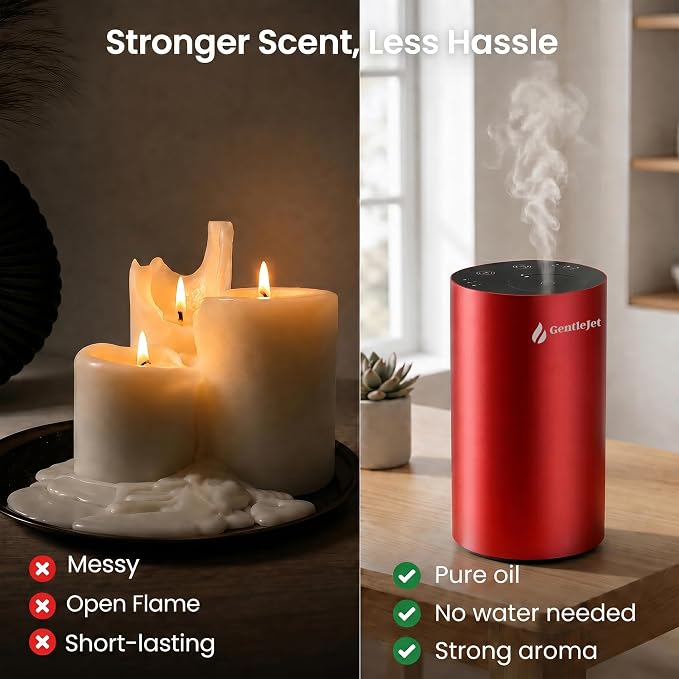 GentleJet LiteMist Waterless Rechargeable Aroma Diffuser for Bedroom, Office & Car, Cold-Air Essential Oil Mist, Aluminum Body, 20ml