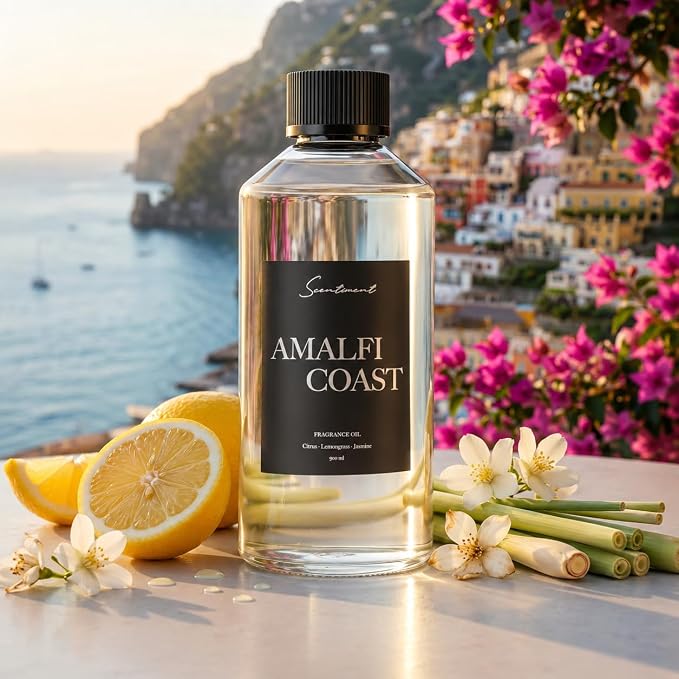 Scentiment Amalfi Coast Diffuser Oil - Premium Hotel Scent with Notes of Citrus, Lemongrass & Jasmine Home Scent, Hotel Fragrance Oil Diffuser Refill - 16.91 fl oz (500 mL)