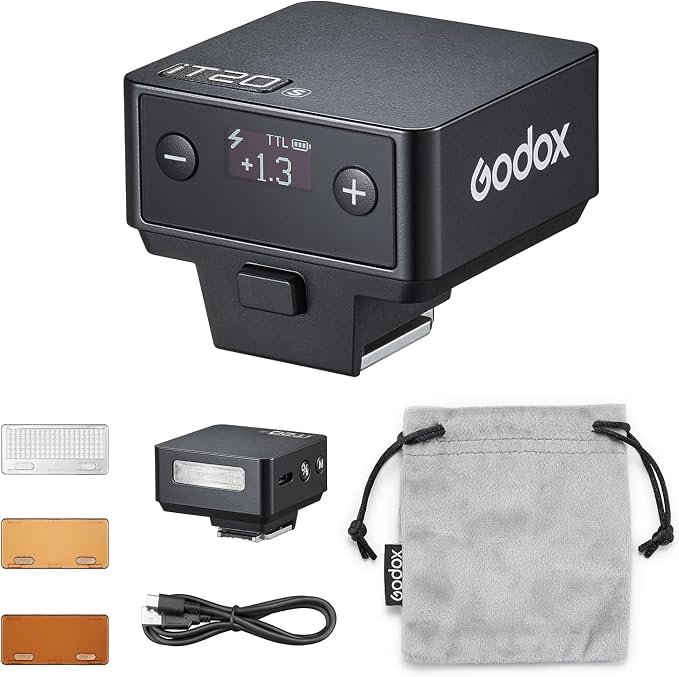 GODOX iT20 Mini TTL Camera Flash Light (45g Ultra-Light) 700 Full Flashes, 1.5s Recycle, Magnetic Accessories for Canon Nikon Sony Fuji Olympus (Black, for Sony)
