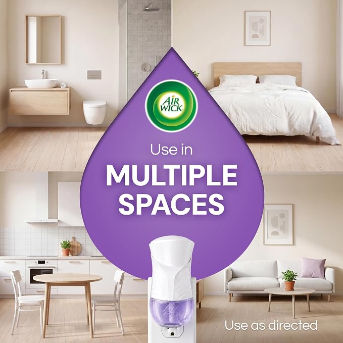 Air Wick Plug in Scented Oil Starter Kit, 2 Warmers + 6 Refills, Lavender & Chamomile, Eco Friendly, Essential Oils, Air Freshener