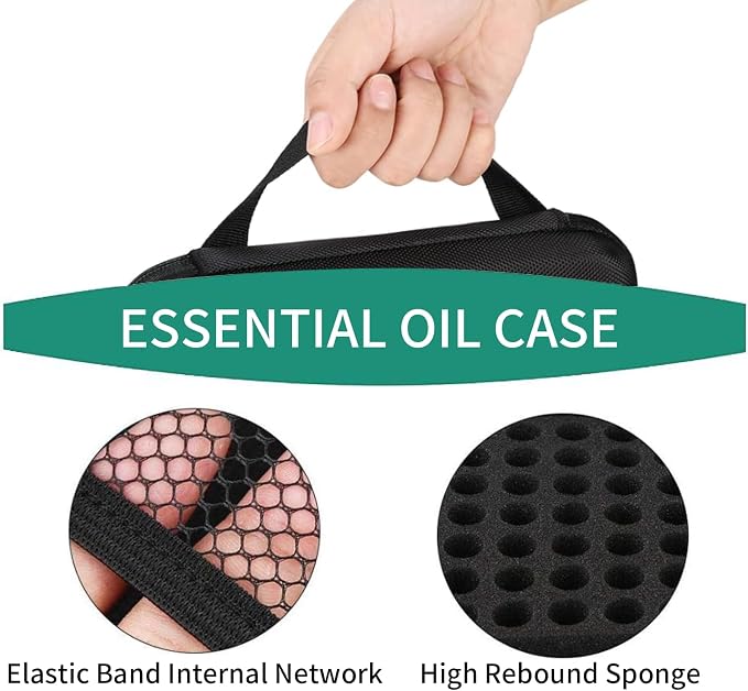 63 Slots Essential Oil Carrying Case, 1-3ml vial portable Essential Oil Storage Bag Case Box, Hard EVA Shell Impact and Leak Proof Large Capacity Organizer with Carrying Handle (Purple)