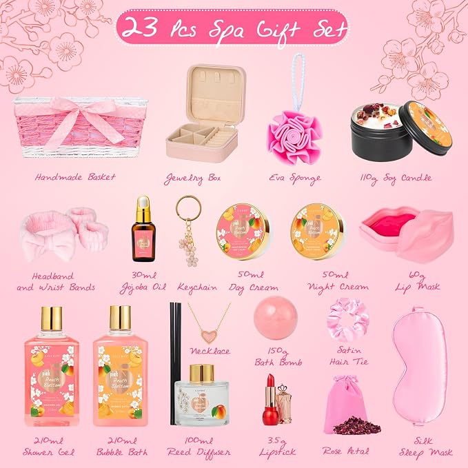 Gifts for Women, Gift for Birthday, Gift Basket for Mom - 23Piece Bath and Body Gift Baskets Set, Spa Gift Baskets for Women, Gift Sets | Gift for Mothers Day, Christmas, Holiday, Valentines Day