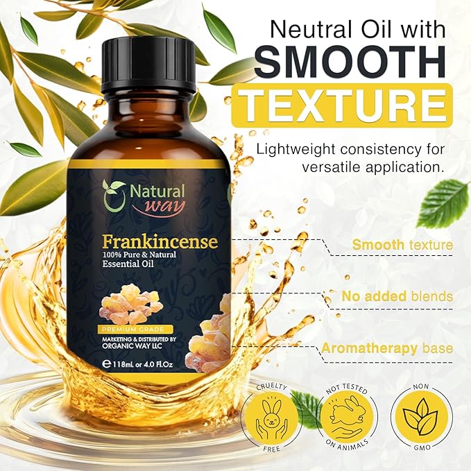 Frankincense Essential Oil | Pure Aromatherapy Oil for Diffusers, Hair Growth, Skin, Scalp Care, Massage | Refreshing Hair Oil for Women & Men | Natural Essential Oil for Diffuser | 4 Fl Oz (120 mL)