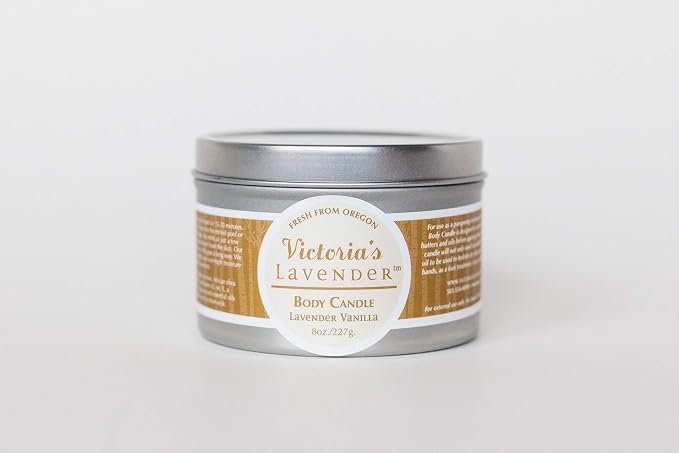 Victoria's Lavender Moisturizing Body Massage Candle, Aromatherapy Scented Candle Wax, Turns Into Nourishing Massage Oil, 8 Oz, Lavender Vanilla
