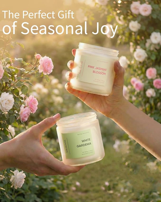 M&SENSE Lavender Candles, Large 11.6oz Natural Soy Wax, 70-Hour Non Toxic Clean Burn, Aromatherapy Floral Scent Candle for Spa Stress Relief Relaxation, Romantic Gifts for Her