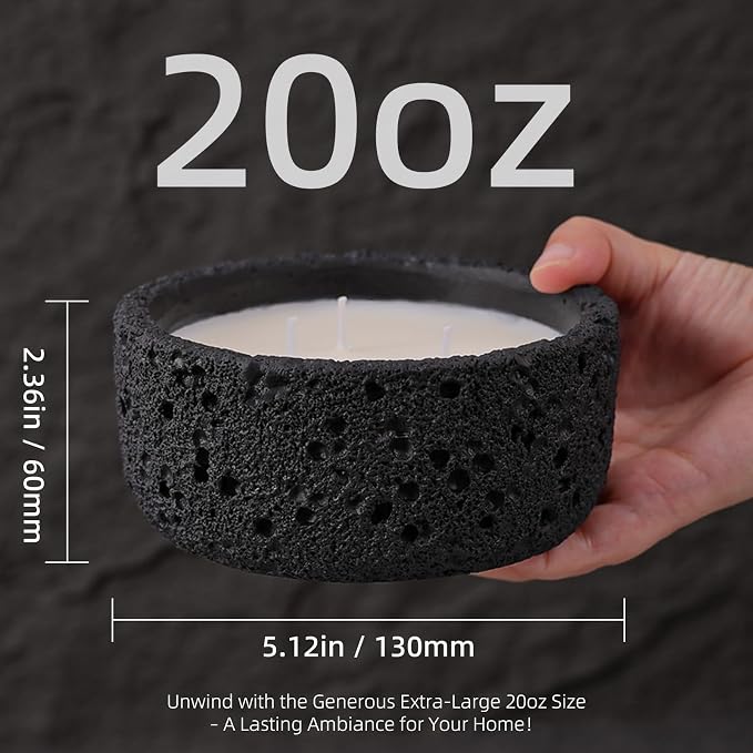 Viyffo Large 3 Wick Scented Candle – Sandalwood & Lavender, 20oz Non Toxic Soy Candles for Women & Men, Matte Black Ceramic Jar Perfect Calming Home Fragrance, Elegant Room Décor & Premium Gift