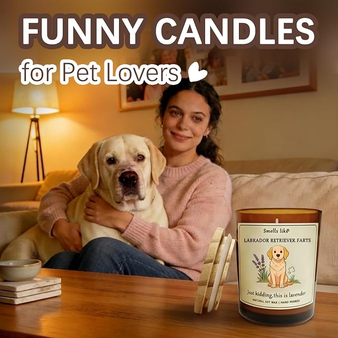 Labrador Retriever pet Owners & Dog Lovers - Dog Dad Gifts for Women, Labrador Retriever Farts Candle,Crafted by Natural Soy Wax Lavender Scented Candle