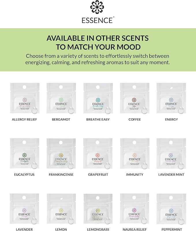 Essence Wearable Aromatherapy Nasal Diffuser – Stress Relief Essential Oil Nose Ring – Personal Scent Clip for Travel, Work & Everyday Use – Made in USA