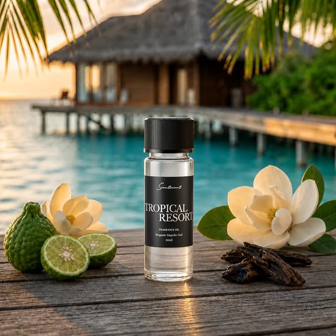 Scentiment Tropical Resort Diffuser Oil - Premium Hotel Scent with Notes of Bergamot, Magnolia & Oud Home Scent, Hotel Fragrance Oil Diffuser Refill - 0.68 fl oz (20 mL)