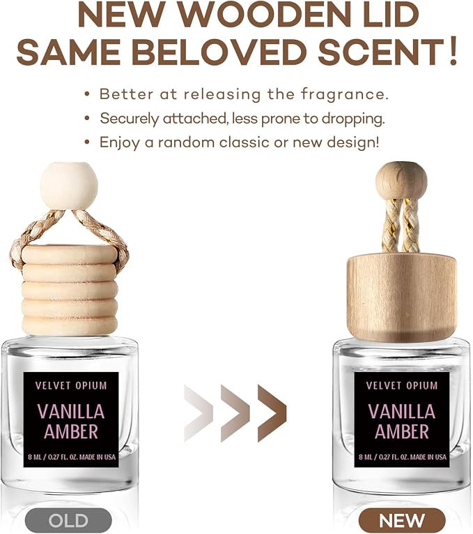 C Classy Hanging Car Air Freshener 2 Pack, Vanilla Amber Essential Oil Diffuser, Long-Lasting Fragrance, Cute Glass Bottle Car Accessories for Women & Men, Made in USA