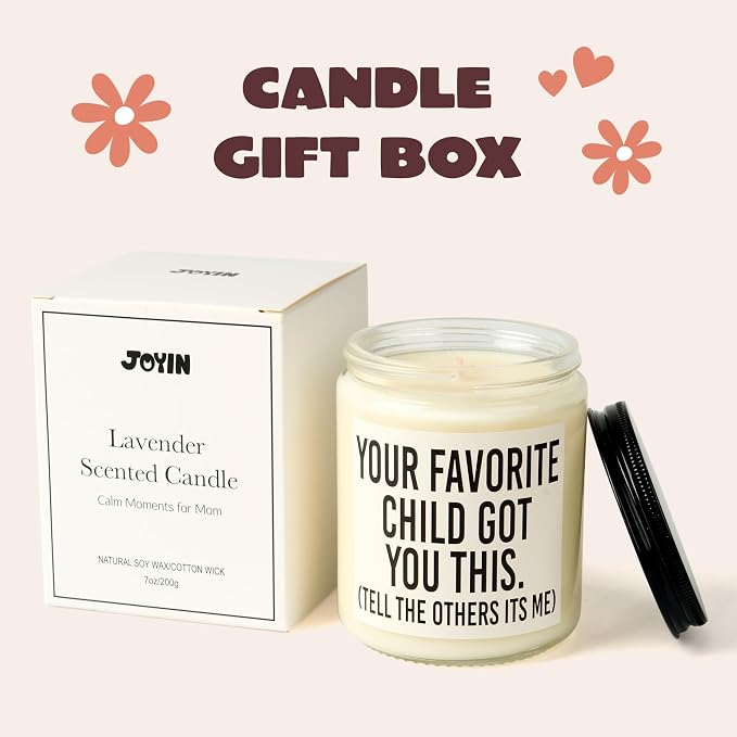 JOYIN Candles Gifts for Mom from Daughter Son, Mothers Day Birthday Christmas Thanksgiving Gifts for Mom Stepmother Adoptive Mother, Lavender Scented Candles
