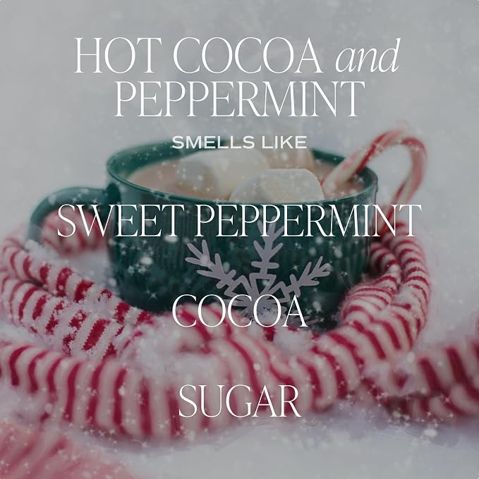 Sweet Water Decor Hot Cocoa and Peppermint Soy Candle | Chocolate, Peppermint, and Vanilla Holiday Scented Candles for Home | 9oz Amber Jar Candle with Black Lid, 40+ Hour Burn Time, Made in the USA