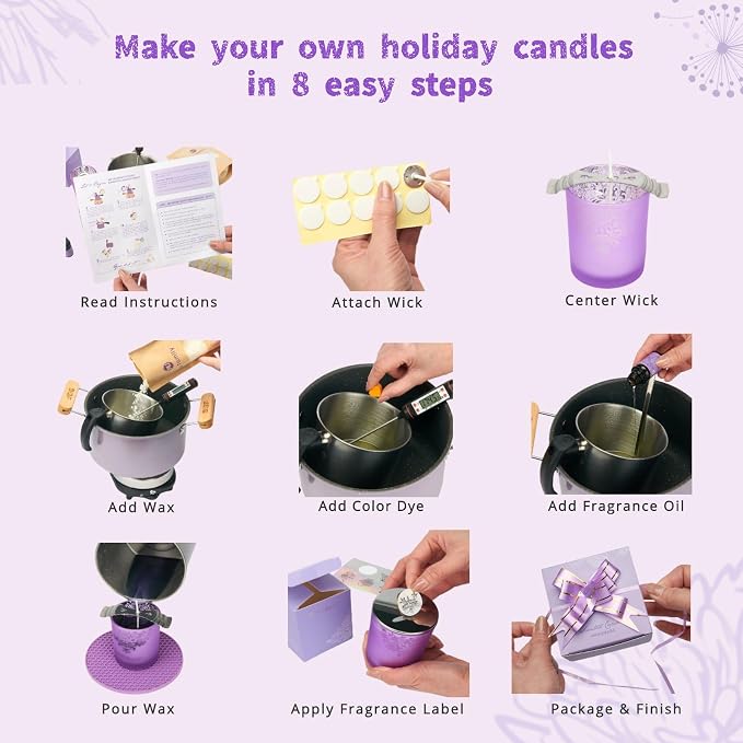 RU HANDMADE DIY Candle Making Kit for Adults – Soy Wax Candle Kit for Beginners, Make 7 Full-Size Candles with 7 Gift Boxes, 1120g Wax, 7×10ml Fragrance Oils, 4 Glass 7oz Jars & 3 Tins