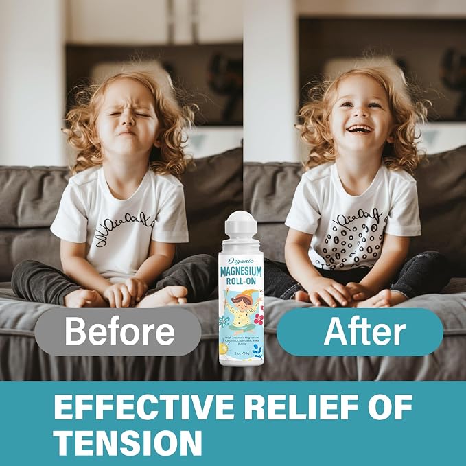 Magnesium Lotion for Kids Sleep & Calm, Natural Magnesium Roll-On for Sleep & Calming, Mess Free Applicator for Bedtime Routine