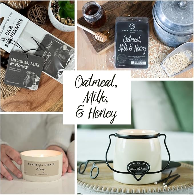 Milkhouse Candle Company Oatmeal, Milk, & Honey Soy Wax Melts - Oatmeal Cookie | Milk & Honey | Cherry Scented - 5.5 oz, Hand-Poured, Made in the USA