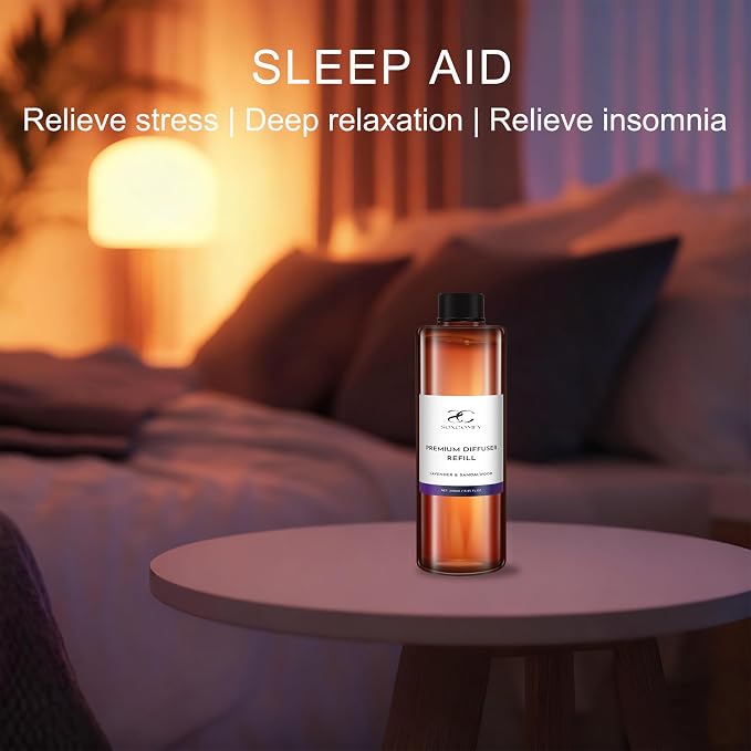 Diffuser Oil Refill, 250ml / 8.45 fl oz, Lavender & Sandalwood - Reed & Aromatherapy Diffuser Oil, Long-Lasting Home Fragrance, Sweet Orange & Cedarwood Notes