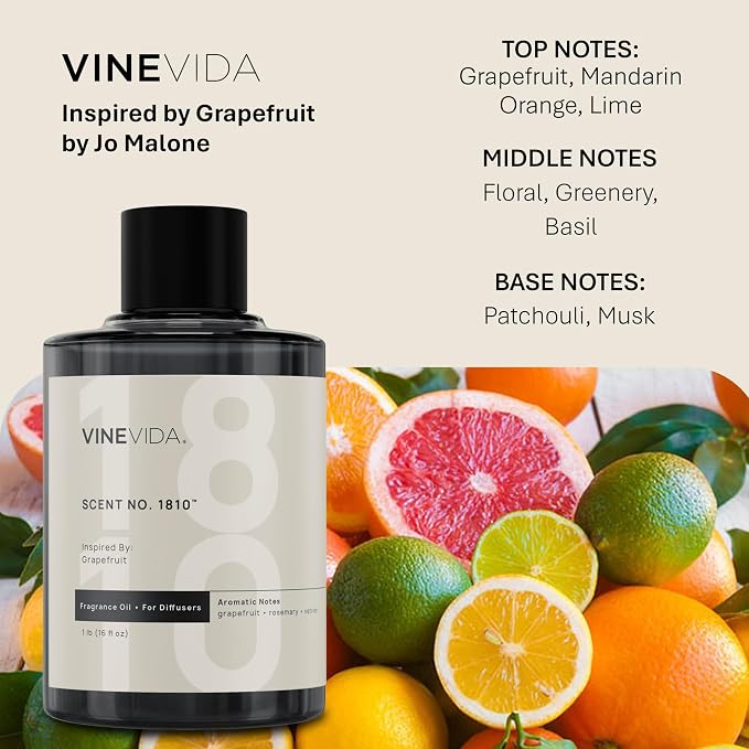 VINEVIDA [16 Oz] Inspired by: Grapefruit; Diffuser Oil Refill | Premium Scent Diffuser Oil for Home | Non-Toxic Fragrance
