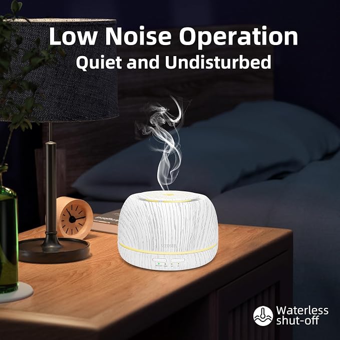 SEEDSEEL 300ML Essential Oil Diffuser, Aromatherapy Diffuser,with Remote Control, 7-Color LED Lights,8 Hours Run Time,Suitable for Home, Bedroom
