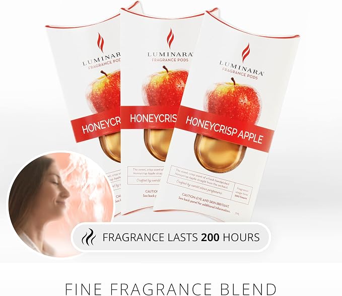 Luminara Fragrance Diffusing Pods, Set of 3 (Apple), Natural Home Scent Refills, Air Purifying Reed Diffuser Alternative for Room Ambiance