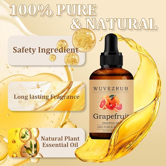 Grapefruit Essential Oil 120ML - 100% Pure and Natural Oils for Aromatherapy Diffuser - 4 Fl Oz/Grapefruit