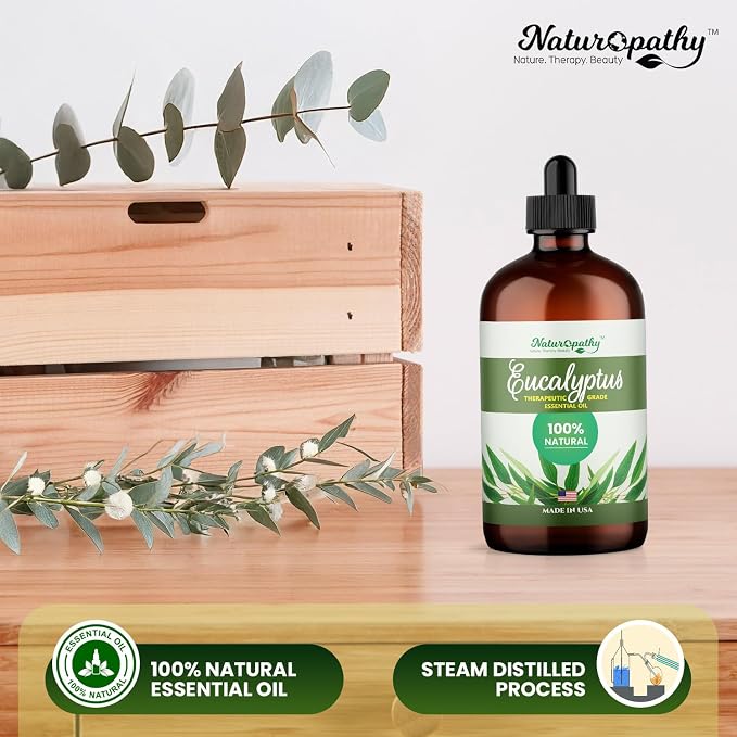 Naturopathy Eucalyptus Essential Oil, Therapeutic Grade, Premium Quality Perfect for Aromatherapy (4 fl oz)