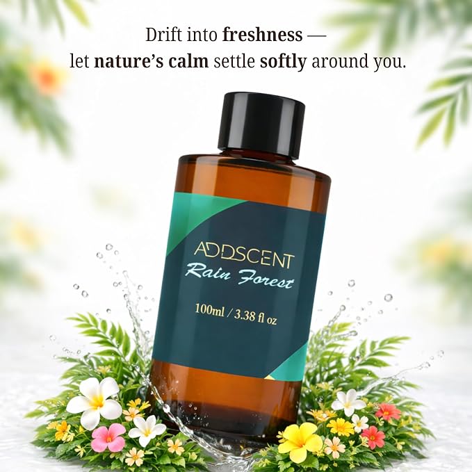 Rain Forest Fragrance Oil 100ml for Diffuser, Nature-Inspired Fresh Aroma for Bedroom Living Office Spa, Layered Citrus, Floral, and Woody Notes for Light, Airy, and Uplifting Ambience