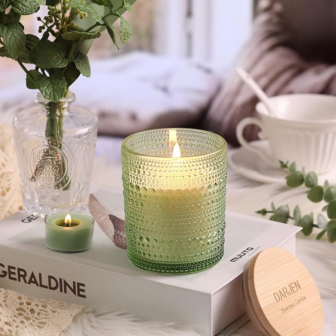 Eucalyptus & Sage Soy Scented Candles for Home- 6.3oz 42H Natural Soy Wax Aromatherapy Jar Candle with Strong Scent, Decorative Aesthetic Candles for Relax, Meditation, Bathroom, Luxury Gift for Women