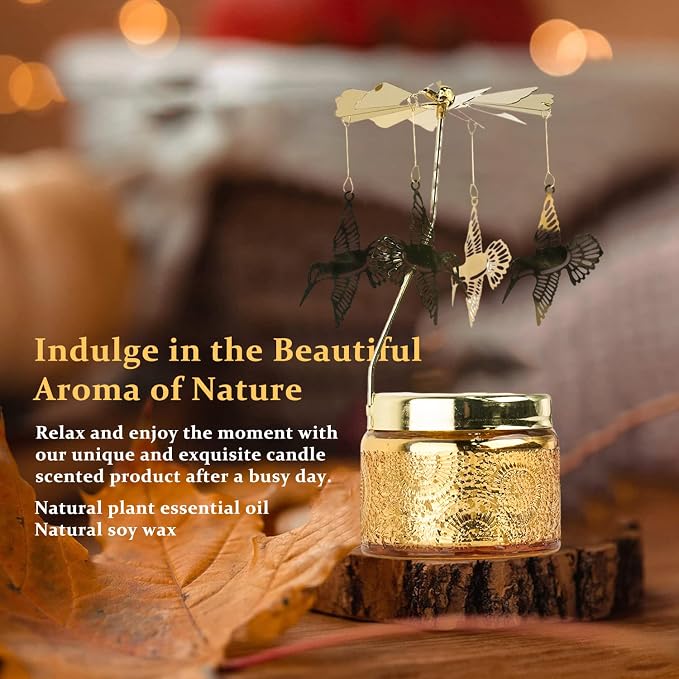 Hummingbird Gifts for Women,Rotating Candles Carousel Unique Birthday Gift for Best Friends Her Scented Candle with Gift Box