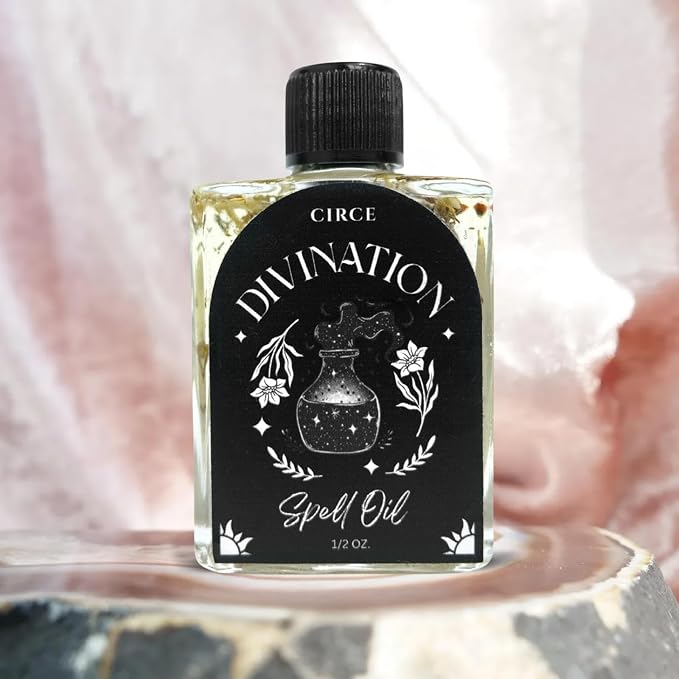 CIRCE Divination Spell Oil - Invite Clarity, Connection, Reflection & Insight - Add to Bath, Use in Rituals, Wear as Fragrance to Align w/Desires- Coconut Oil, Mugwort & Sandalwood Herbs - 1/2oz